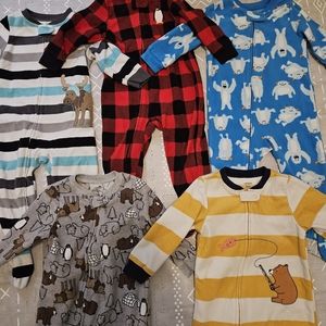 18 month fleece footie pajamas, bundle of 5 Carter's fleece footie zip ups